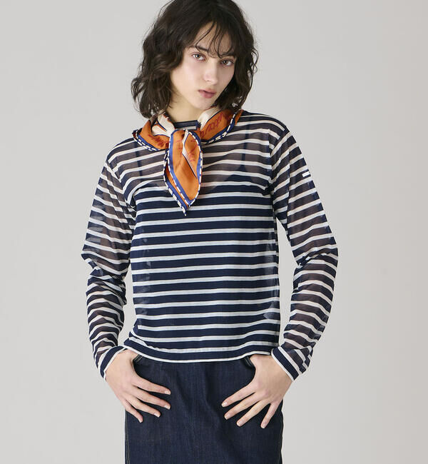 ORCIVAL「ORCIVAL | シースルー ボートネック長袖カットソー WOMEN」|Tシャツ・カットソー|NAVY系1