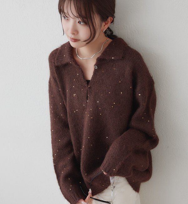  「襟付きラメニット」|ニット・セーター|