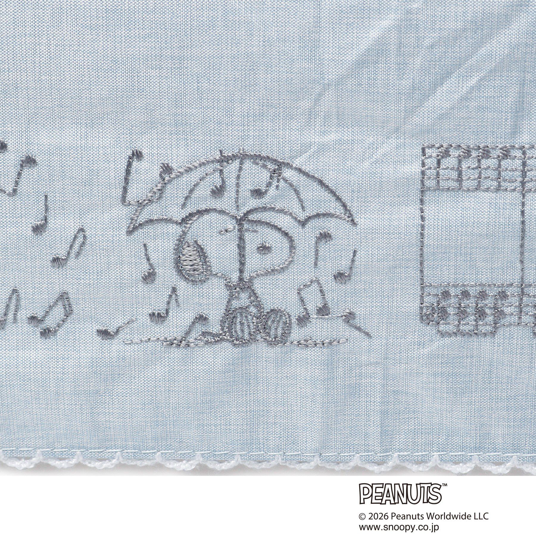 grove「スヌーピー刺繍シャンブレー折りたたみ傘」|傘|