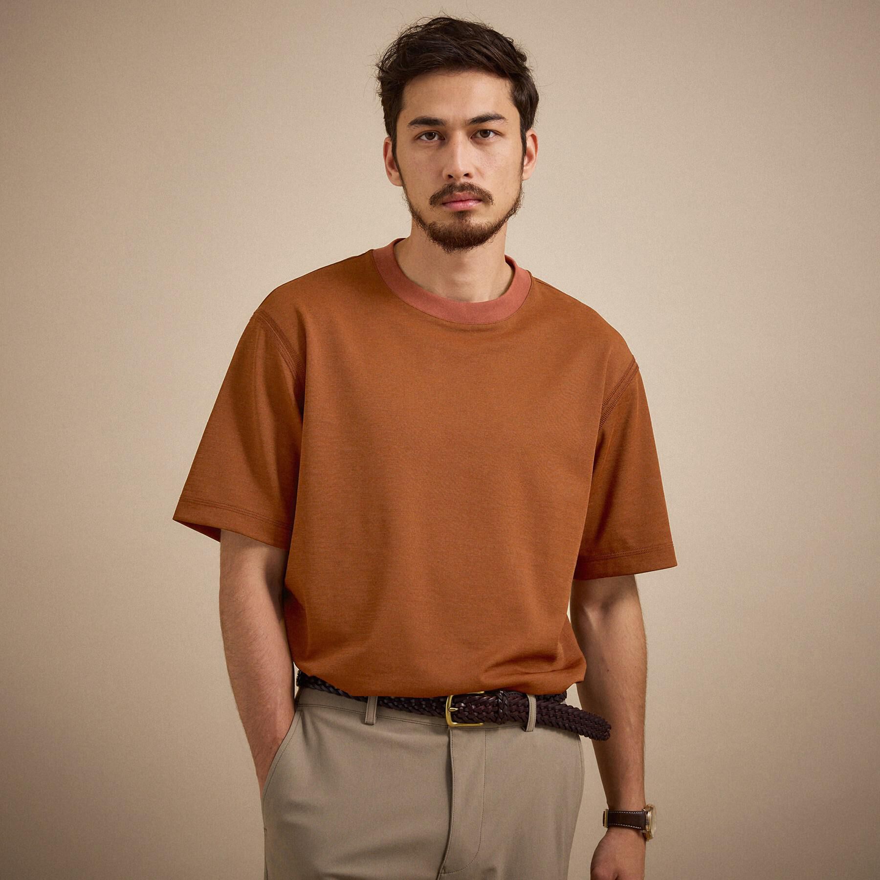 TAKEO KIKUCHI「リネン ライク ポンチ プルオーバー」|Tシャツ・カットソー|オレンジ(069)
