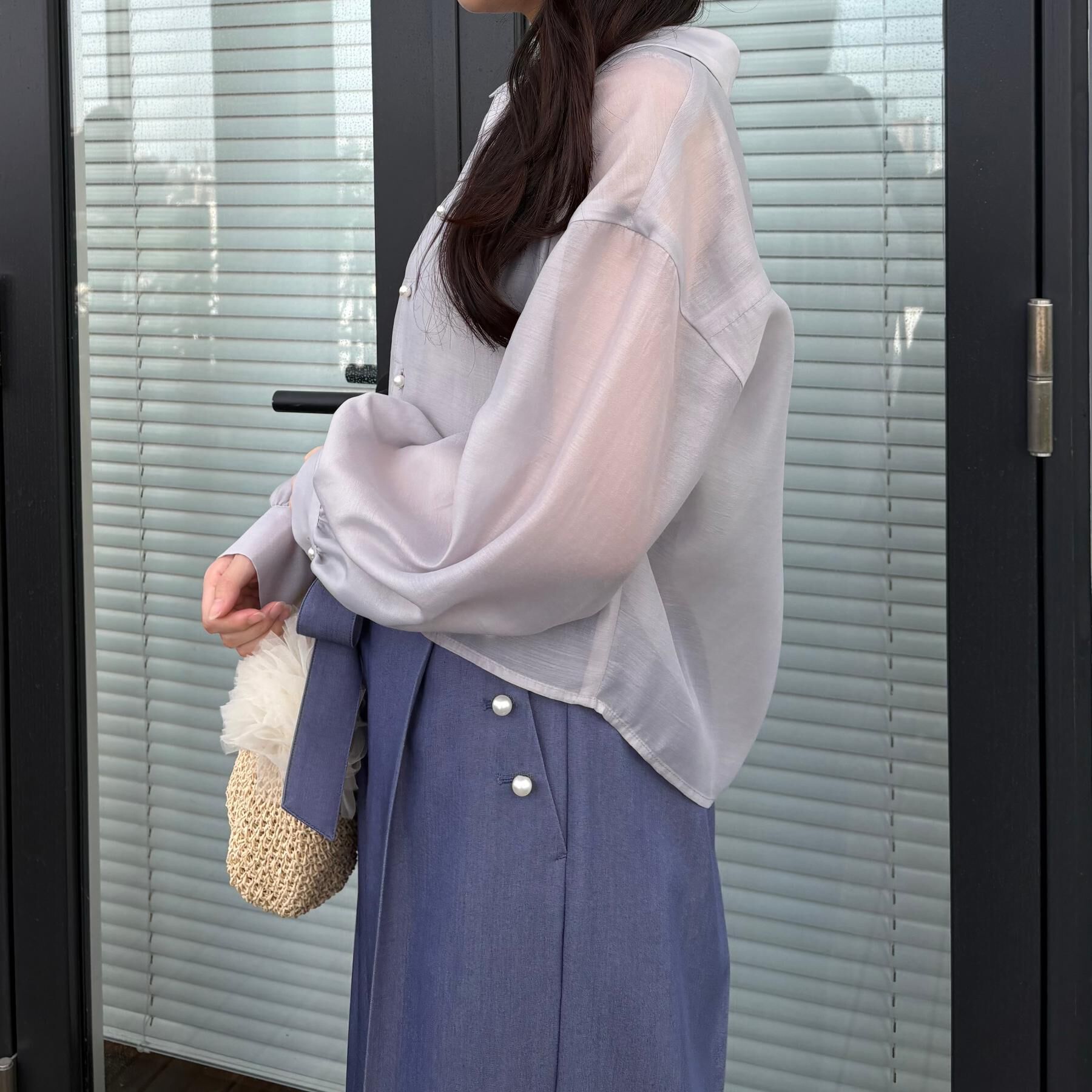 Couture broach「【洗える】ショート丈 シアーシャツ」|シャツ・ブラウス|
