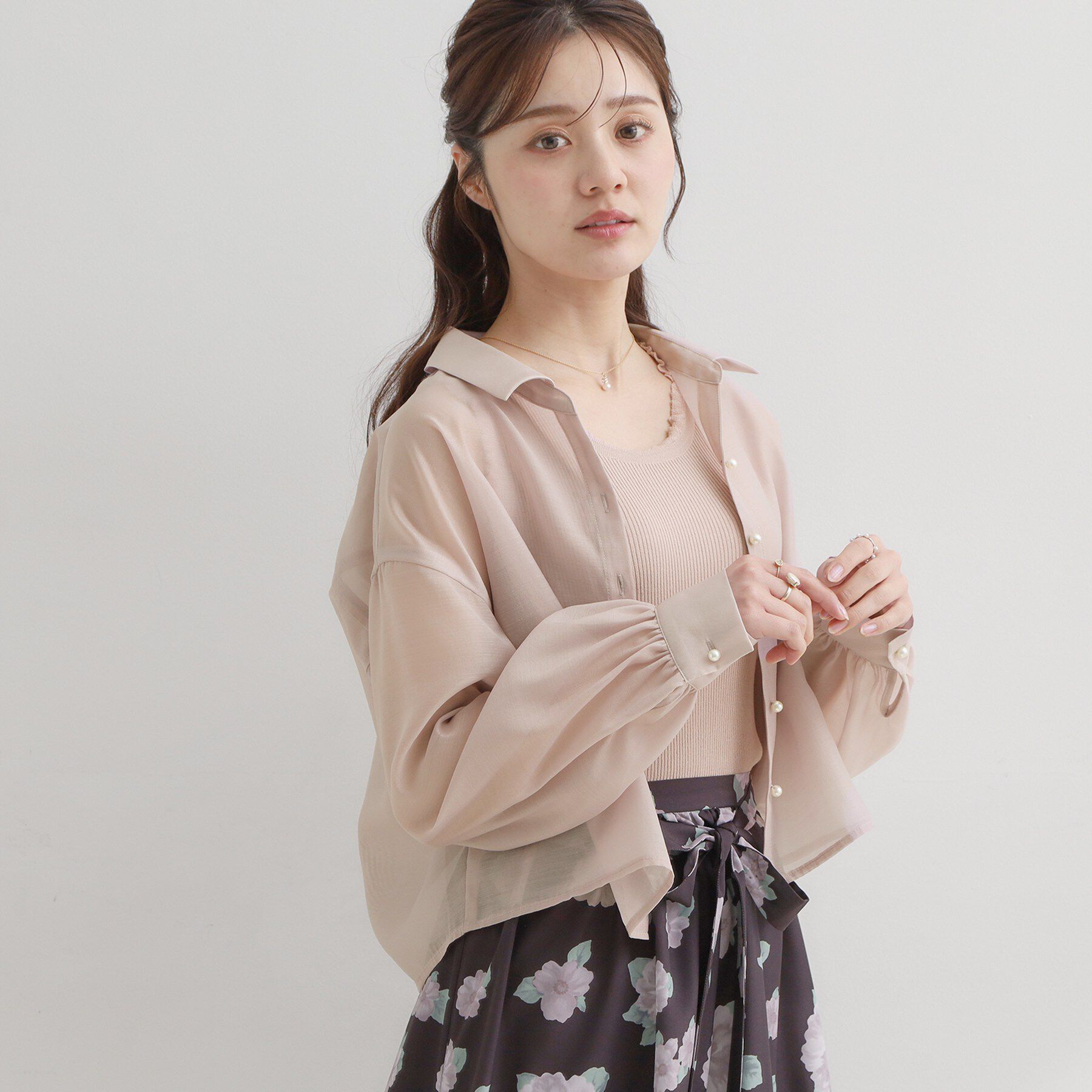 Couture broach「【洗える】ショート丈 シアーシャツ」|シャツ・ブラウス|