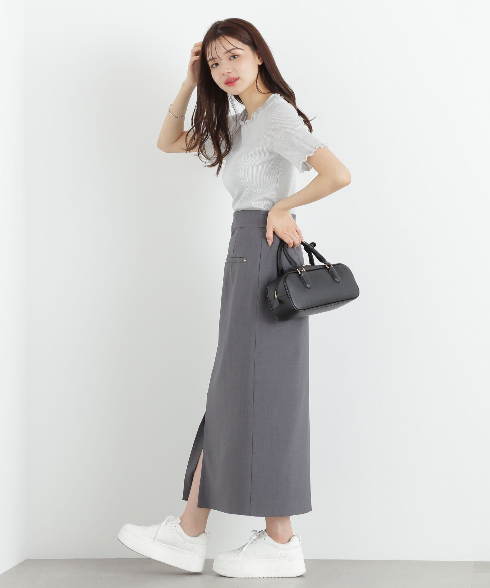 PROPORTION BODY DRESSING「前スリットナロースカート」|スカート|