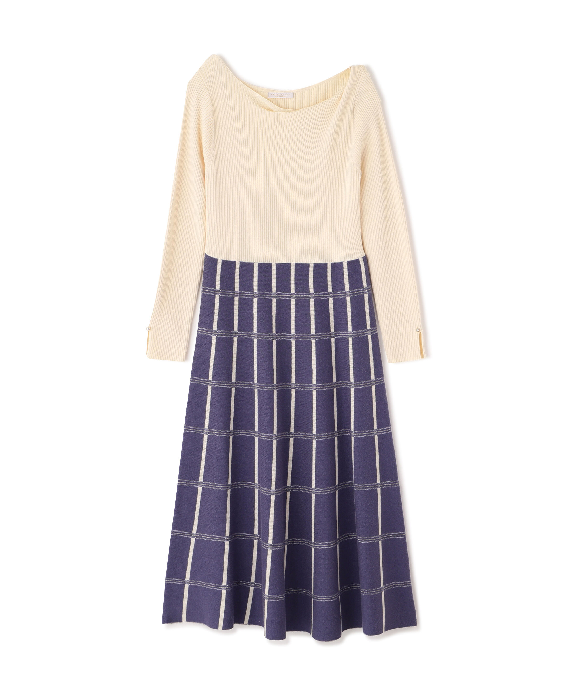 PROPORTION BODY DRESSING「チェック柄ジャガードニットワンピース 25AW」|ワンピース|