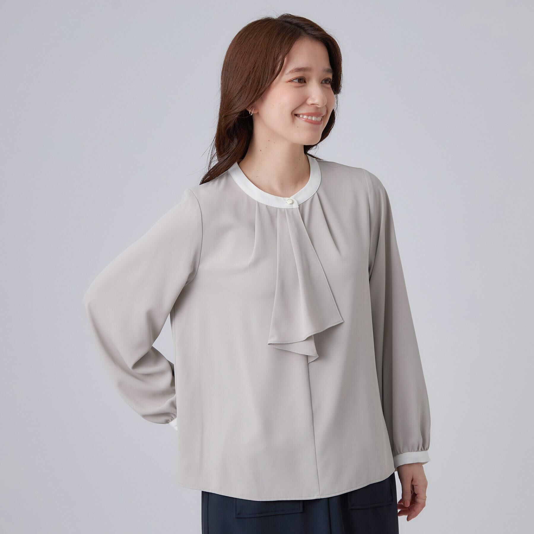 SHOO･LA･RUE「【通勤/UV//S-LL】大人の上品スタイルに ボウタイ風ブラウス」|シャツ・ブラウス|
