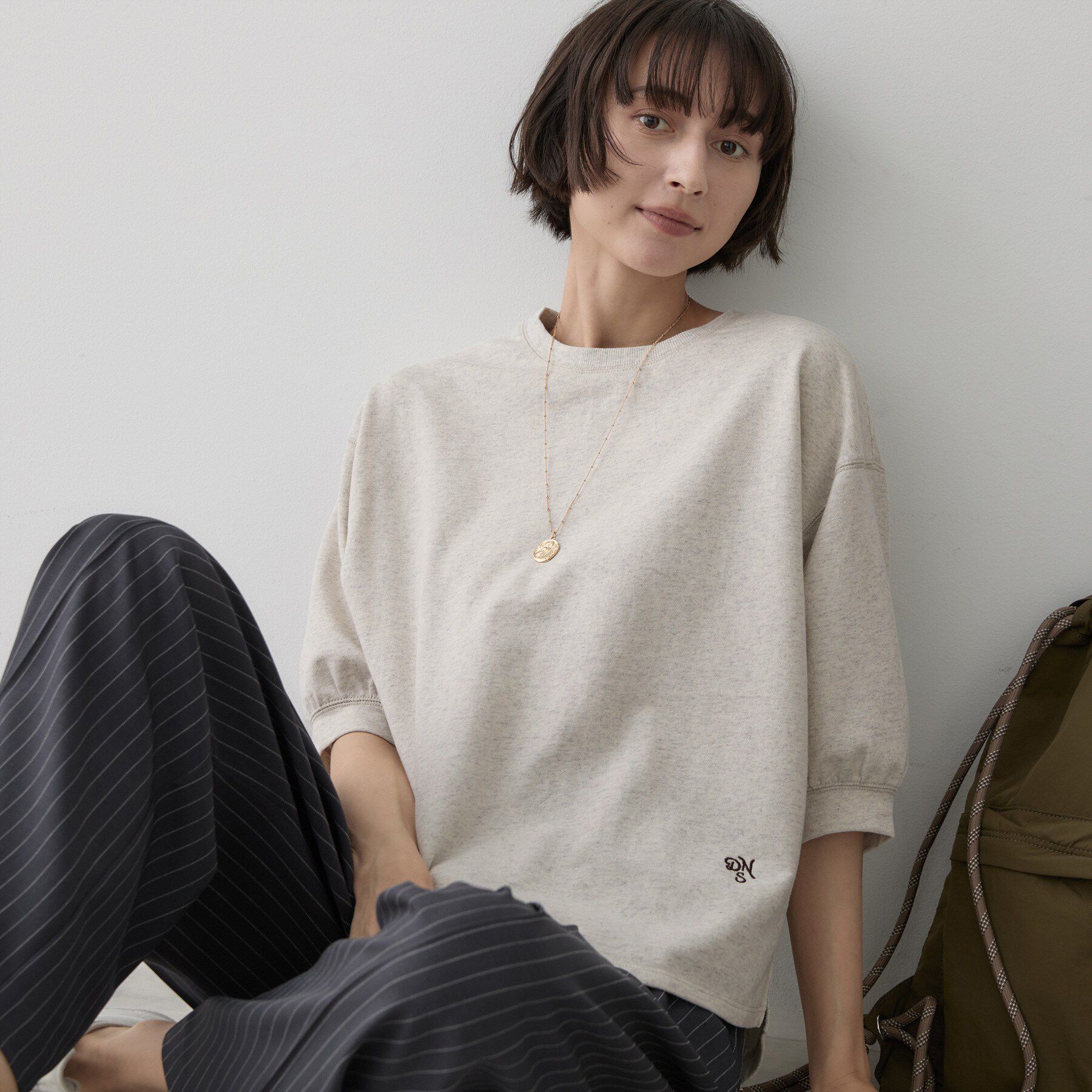 Dessin「バックヘンリーカットソー5分袖」|Tシャツ・カットソー|ライトベージュ(05