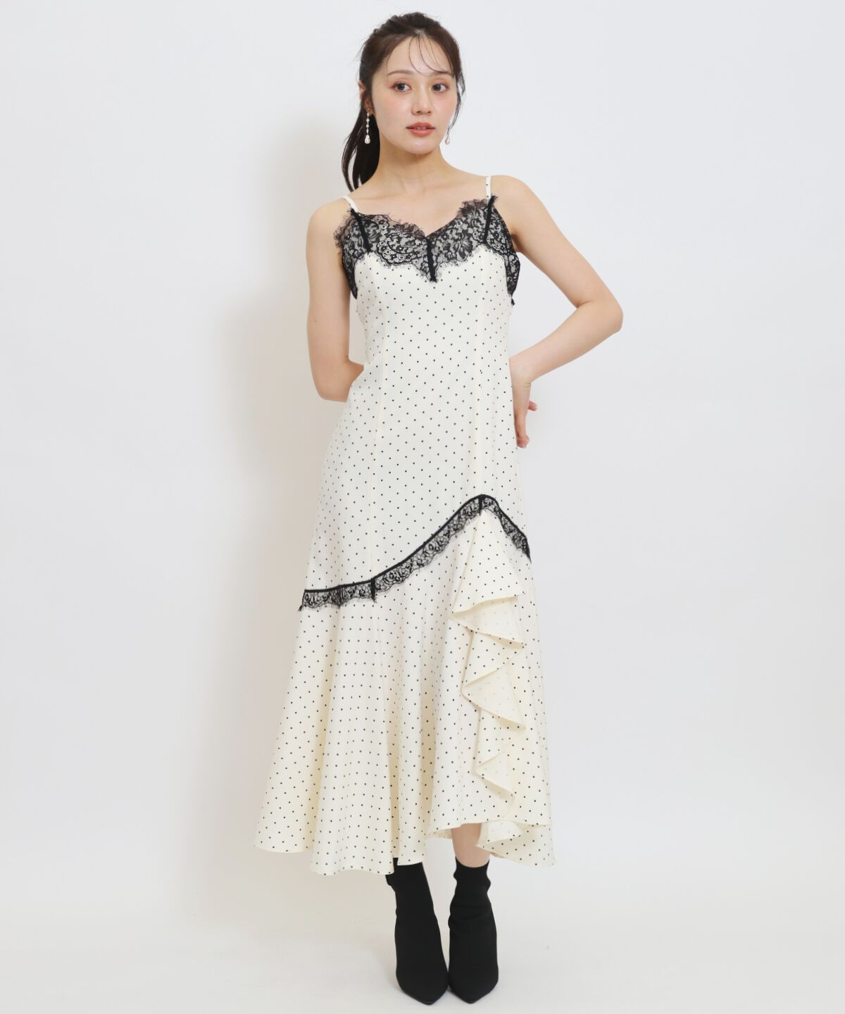 WILLSELECTION「レーストリムラッフルキャミワンピース」|ワンピース|