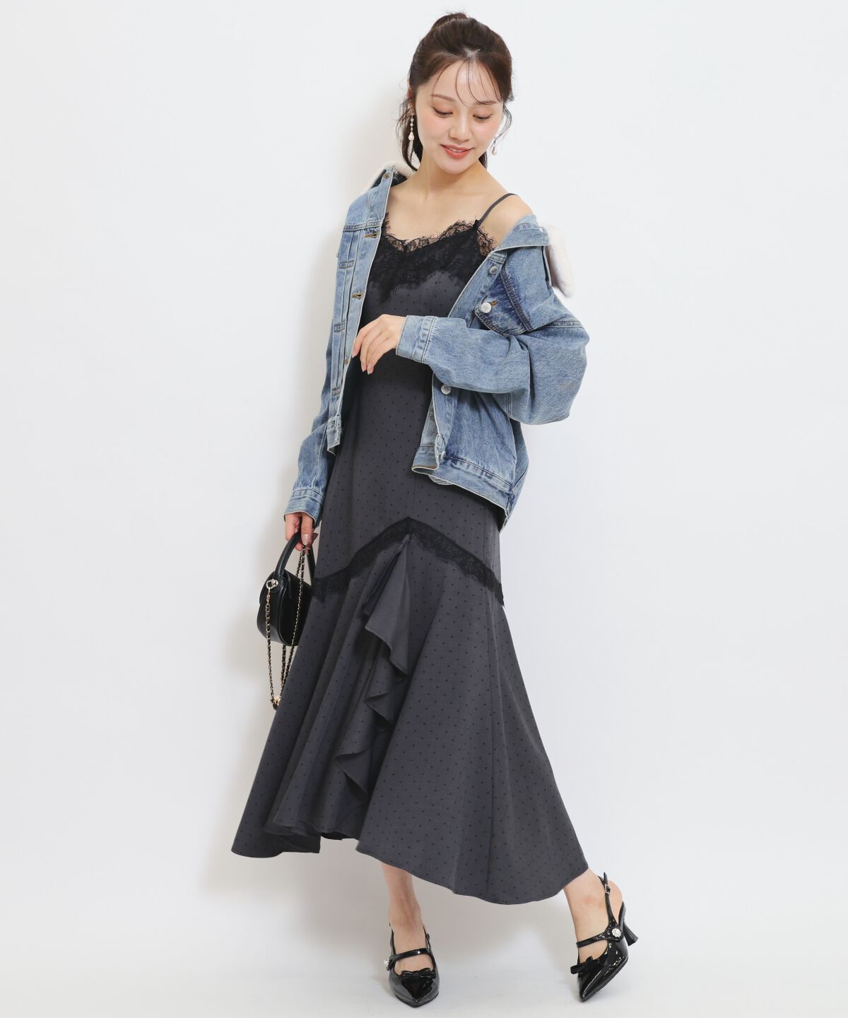 WILLSELECTION「レーストリムラッフルキャミワンピース」|ワンピース|
