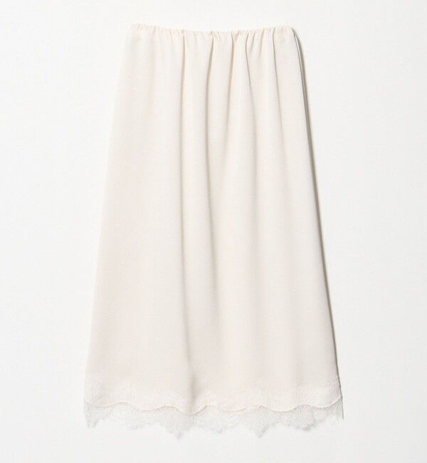 UNITED ARROWS「サテン レース コンビ スカート」|スカート|OFF WHITE
