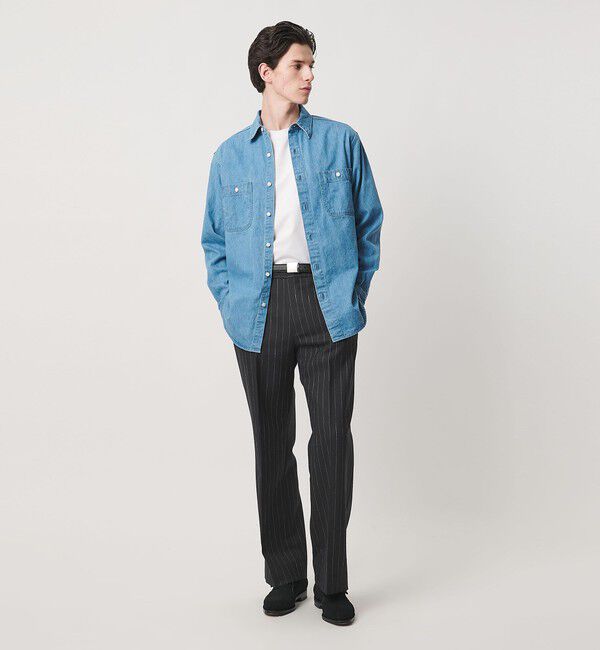 UNITED ARROWS「ポーラ ピンストライプ ワイドストレート パンツ」|スラックス|