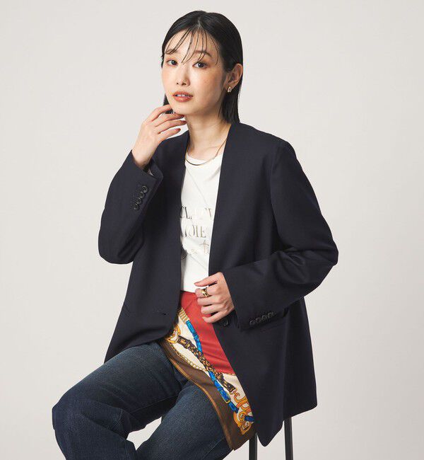 UNITED ARROWS green label relaxing「［size SHORT/TALLあり］Greed グリード ノーラペル ジャケット ウォッシャブル」|ノーカラージャケット|NAVY