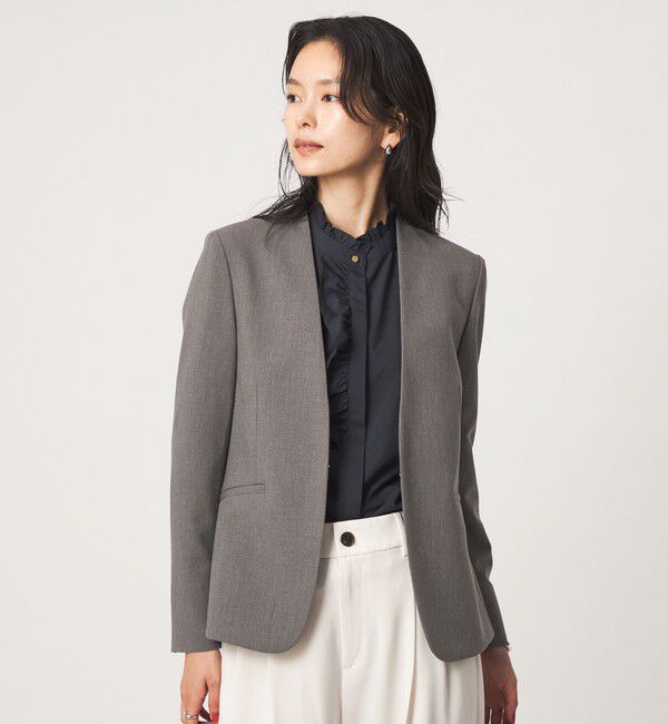 UNITED ARROWS green label relaxing「［size SHORT/TALLあり］ライト ダブルクロス ノーラペル ジャケット」|ノーカラージャケット|MD.GRAY