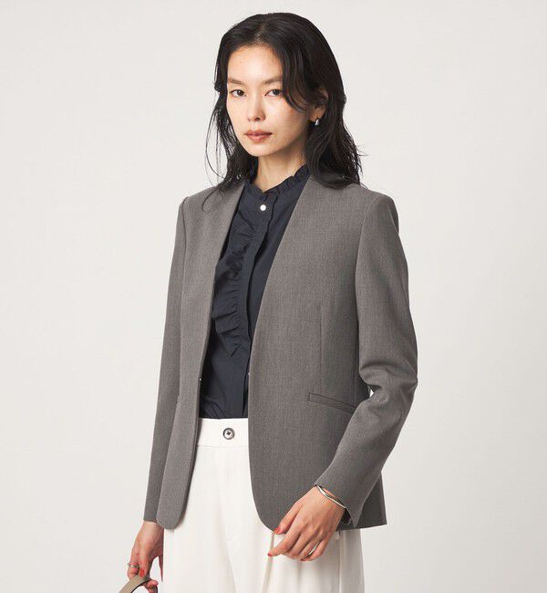UNITED ARROWS green label relaxing「［size SHORT/TALLあり］ライト ダブルクロス ノーラペル ジャケット」|ノーカラージャケット|