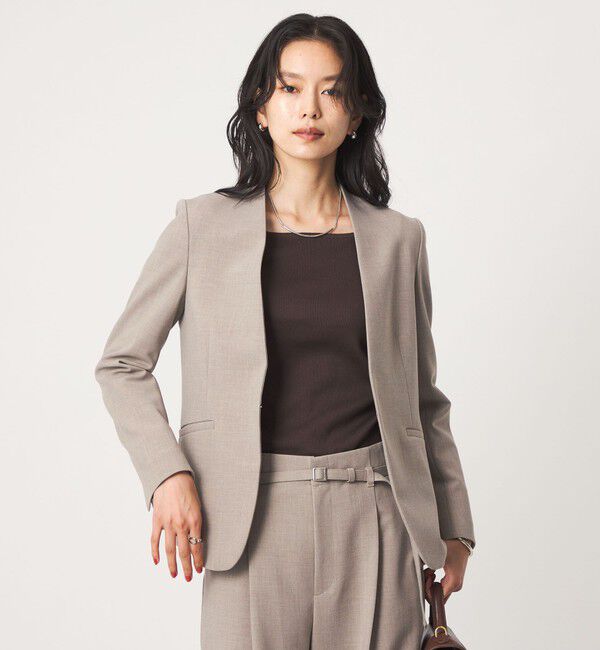 UNITED ARROWS green label relaxing「［size SHORT/TALLあり］ライト ダブルクロス ノーラペル ジャケット」|ノーカラージャケット|
