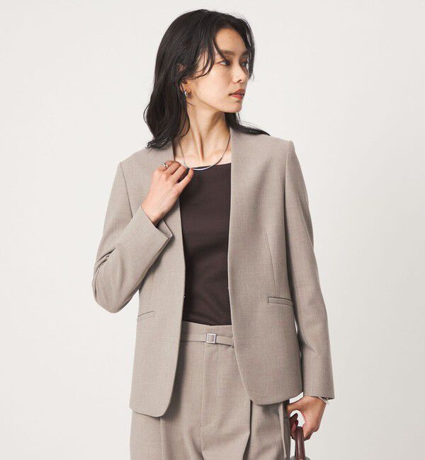 UNITED ARROWS green label relaxing「［size SHORT/TALLあり］ライト ダブルクロス ノーラペル ジャケット」|ノーカラージャケット|