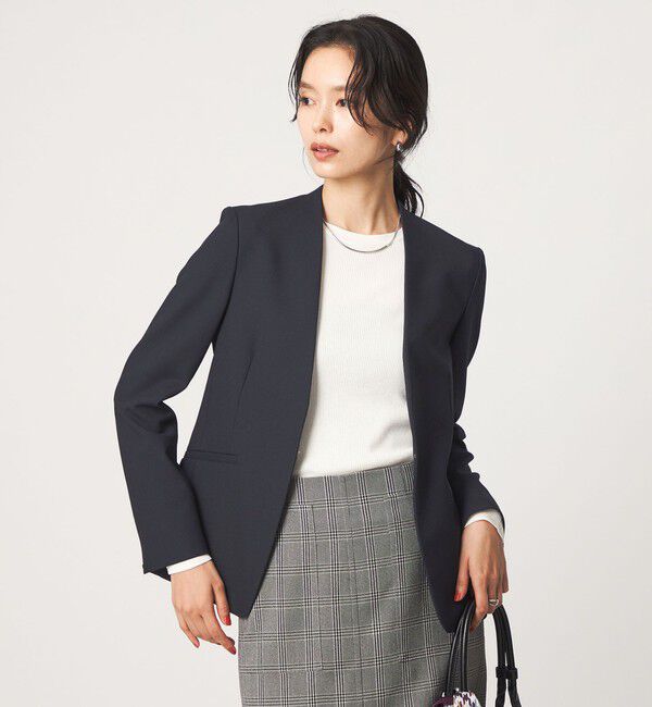 UNITED ARROWS green label relaxing「［size SHORT/TALLあり］ライト ダブルクロス ノーラペル ジャケット」|ノーカラージャケット|