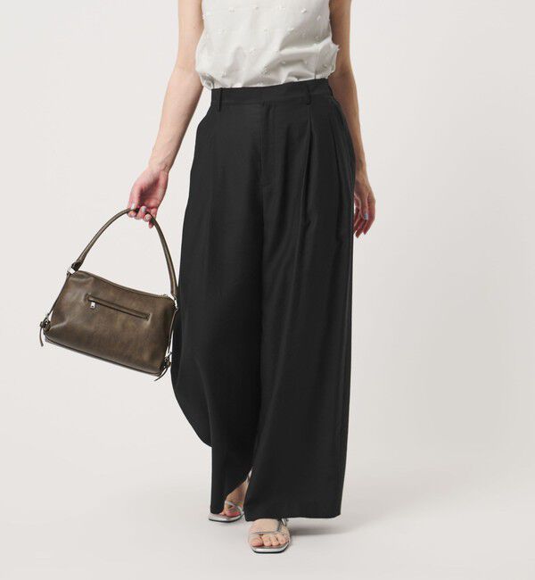 BEAUTY&YOUTH UNITED ARROWS「セルロースナイロン ツイル タック ワイドパンツ ウォッシャブル」|その他|BLACK