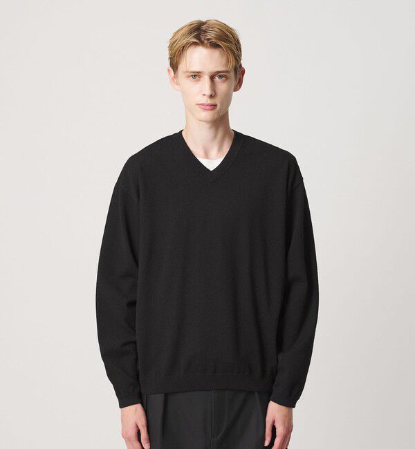 BEAUTY&YOUTH UNITED ARROWS「KNITEE フェザー コットン Vネック ニット Tシャツ ウォッシャブル」|ニット・セーター|