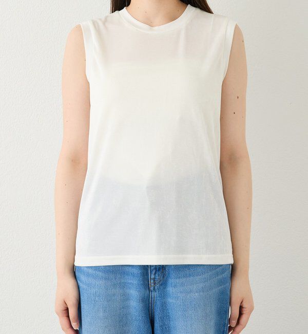  「【上品な光沢が目を引く】シャイニーノースリTee」|キャミソール|