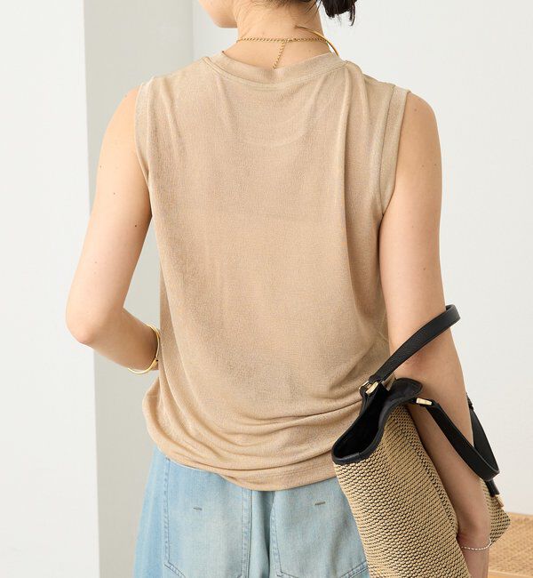  「【上品な光沢が目を引く】シャイニーノースリTee」|キャミソール|