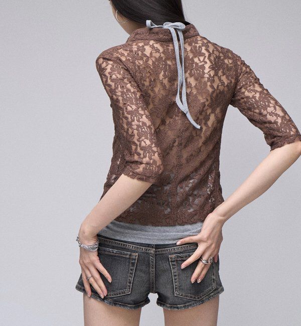  「【WEB限定】ナポレオンレーススタンド7分袖シャツ」|シャツ・ブラウス|