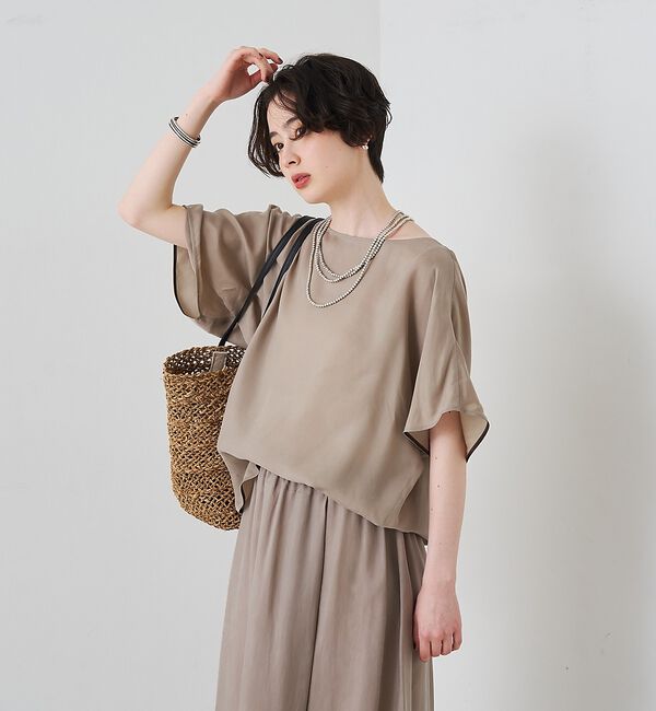 Rouge vif「【セットアップ対応】キュプラフィブリルアシンメトリーブラウス」|シャツ・ブラウス|