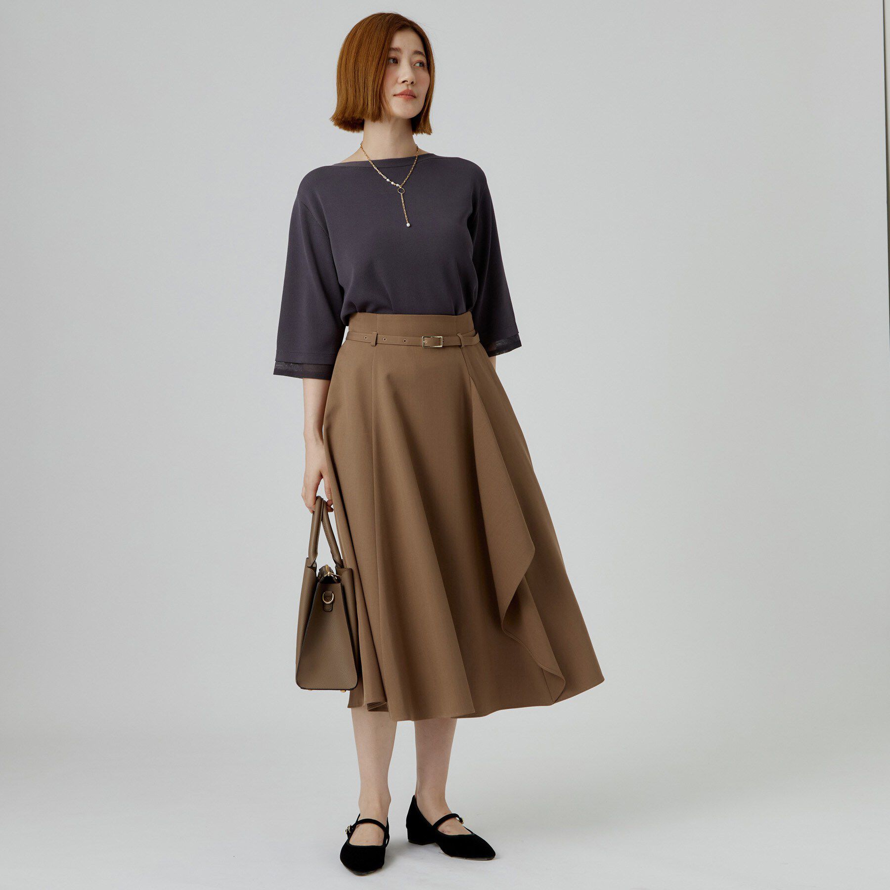 grove「ラッフルフレアベルト付スカート」|スカート|