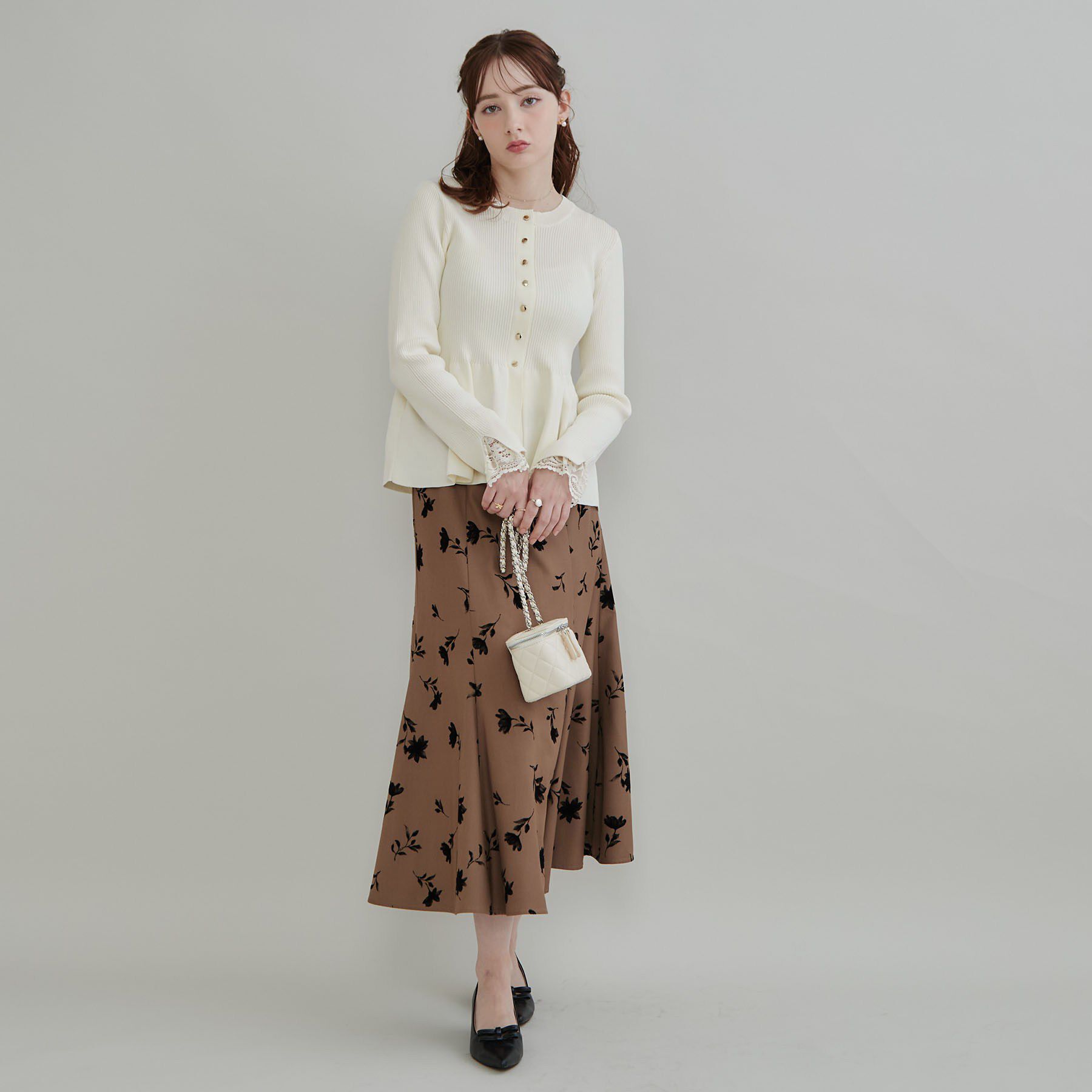 Couture broach「【上品見えの袖レース】ペプラム カーディガン」|カーディガン|