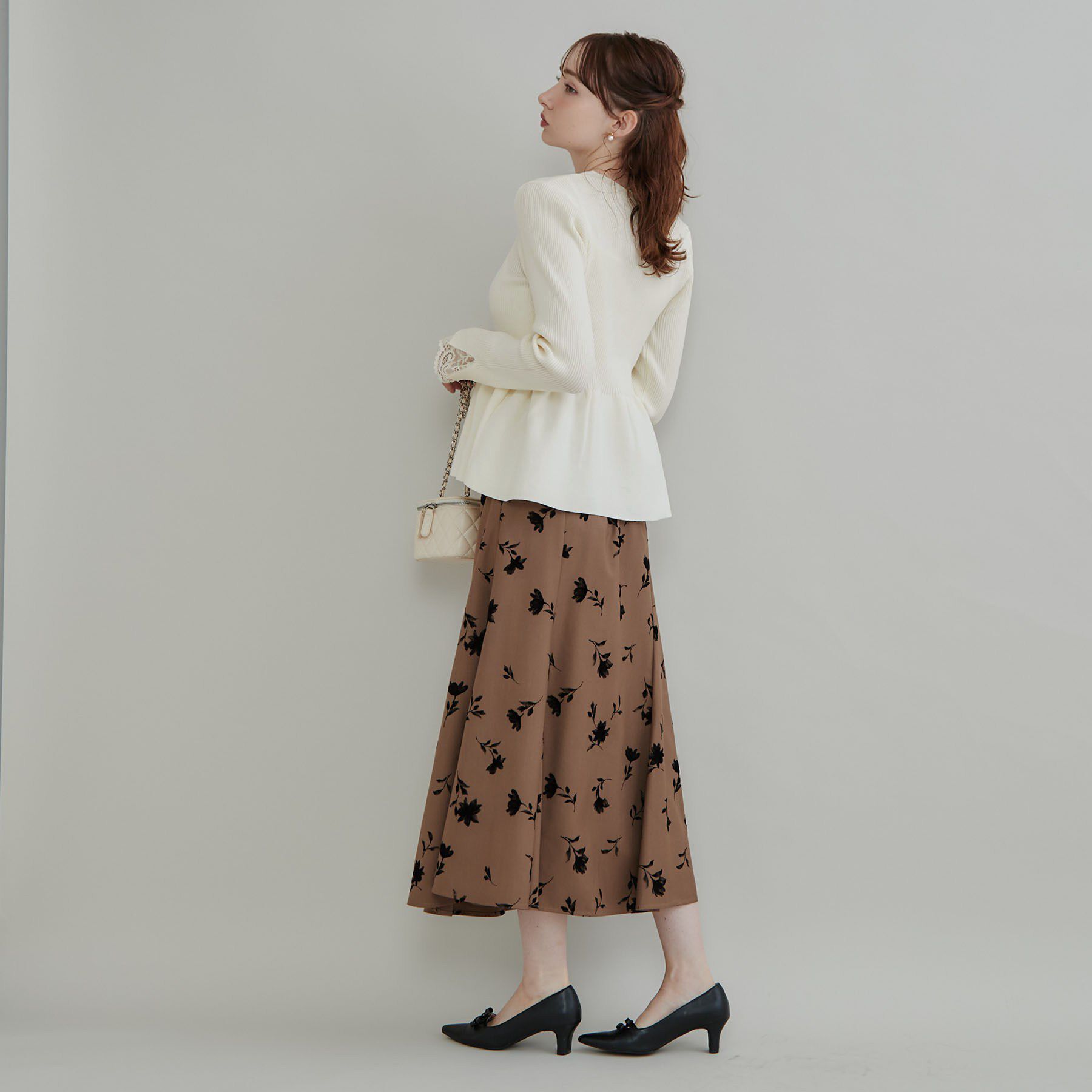 Couture broach「【上品見えの袖レース】ペプラム カーディガン」|カーディガン|