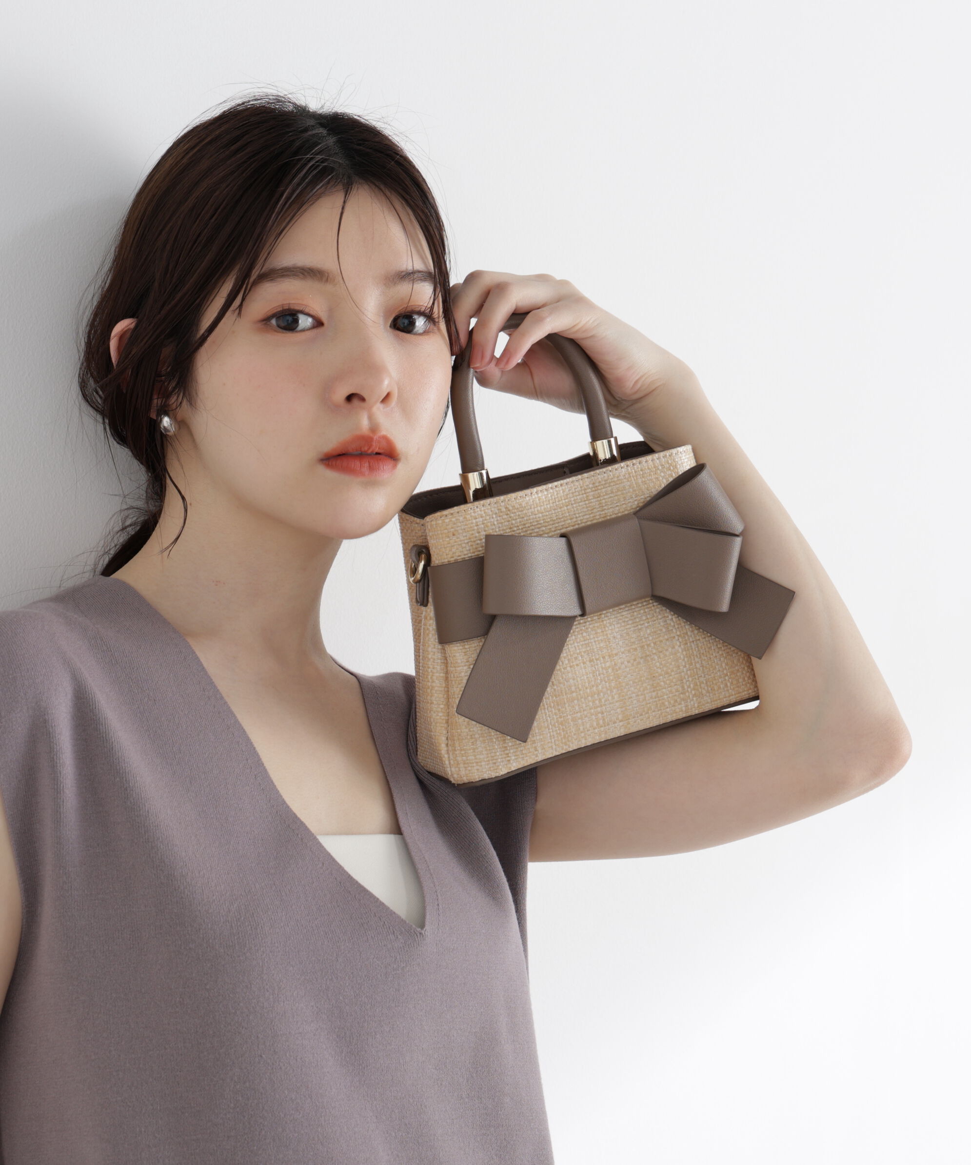PROPORTION BODY DRESSING「雑材フロントリボンバッグミニ」|その他|ブラウン
