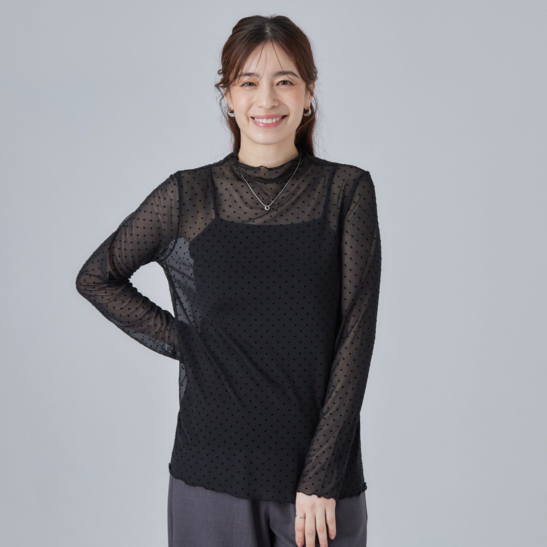 SHOO･LA･RUE「【S-LL/洗濯機可】毎日使いたくなる シアーチュールトップス」|Tシャツ・カットソー|