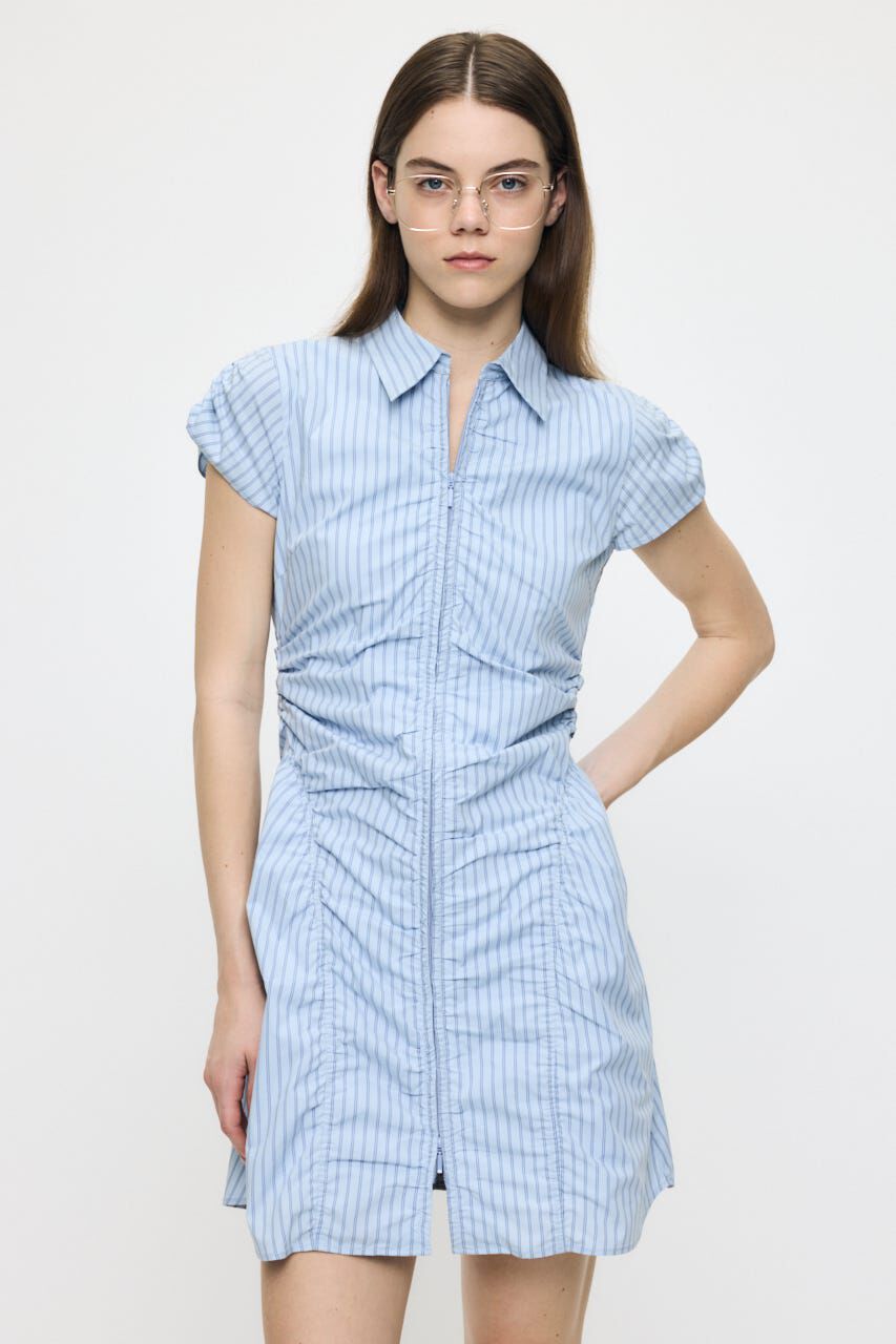 MOUSSY「GATHER SHIRT MINI ドレス」|ワンピース|BLU