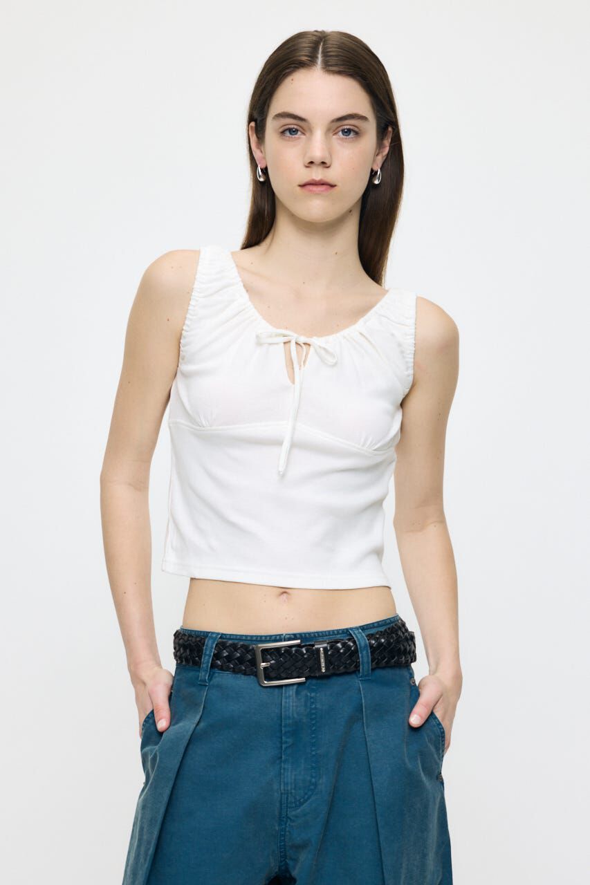 MOUSSY「GATHER SLEEVELESS トップス」|タンクトップ|WHT
