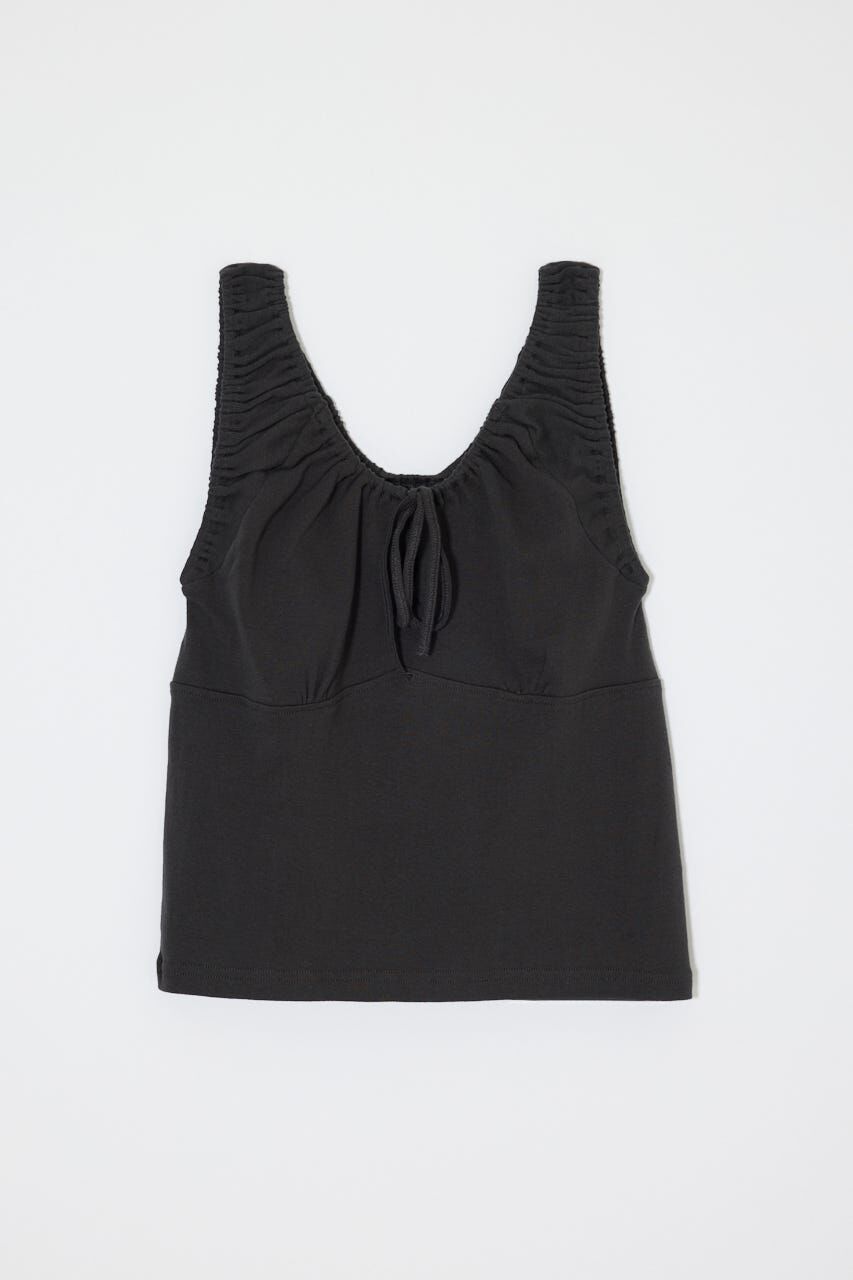 MOUSSY「GATHER SLEEVELESS トップス」|タンクトップ|BLK
