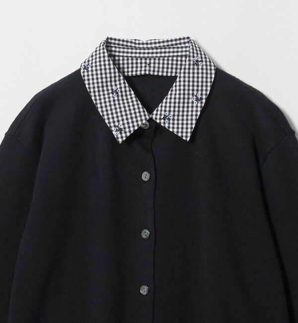 UNITED ARROWS「4WAY エンブロイダリー シャツ コンビ ニット ‐ウォッシャブル‐」|カーディガン|