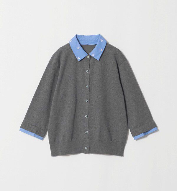 UNITED ARROWS「4WAY エンブロイダリー シャツ コンビ ニット ‐ウォッシャブル‐」|カーディガン|DK.GRAY