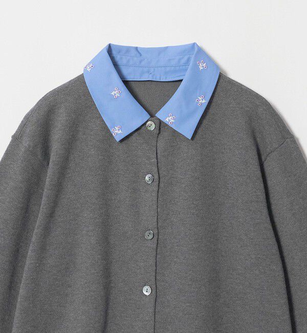 UNITED ARROWS「4WAY エンブロイダリー シャツ コンビ ニット ‐ウォッシャブル‐」|カーディガン|