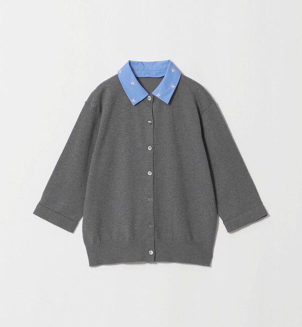 UNITED ARROWS「4WAY エンブロイダリー シャツ コンビ ニット ‐ウォッシャブル‐」|カーディガン|