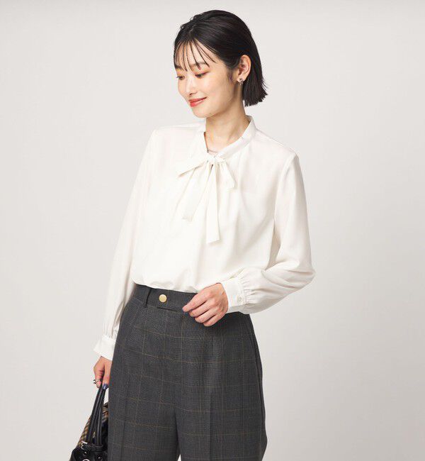 UNITED ARROWS green label relaxing「ボータイ ロングスリーブ ブラウス マシンウォッシャブル」|シャツ・ブラウス|OFF WHITE
