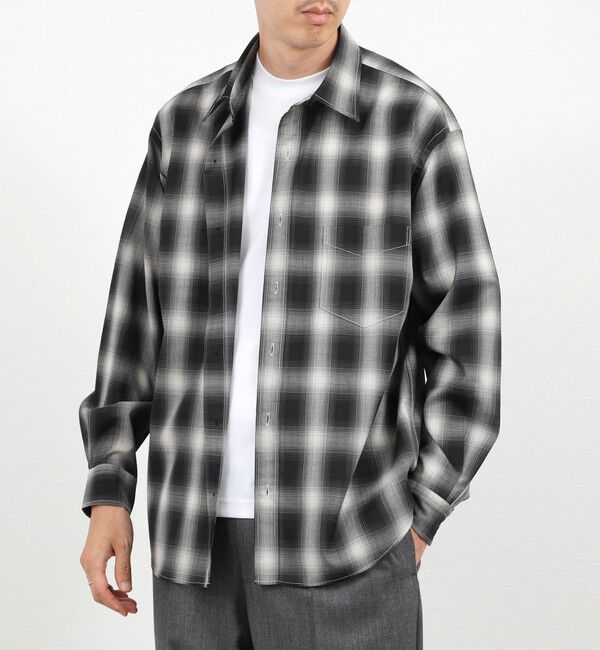 NOLLEY'S goodman「ウール オンブレチェック レギュラーシャツ 26AW」|シャツ・ブラウス|ブラック系その他