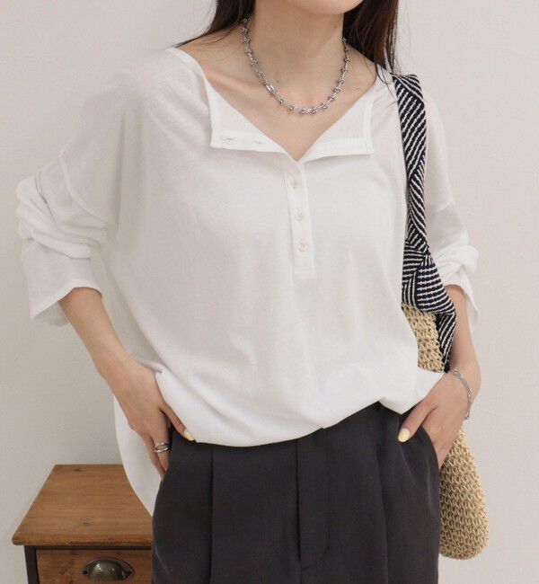 fredy emue「ヘンリー2WAYルーズロンTシャツ」|Tシャツ・カットソー|オフホワイト