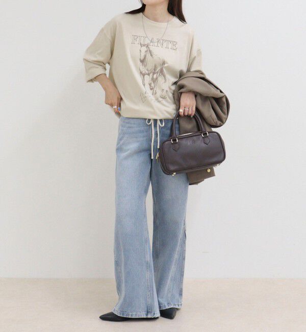 fredy emue「ホースプリント裾ドロストTシャツ」|Tシャツ・カットソー|