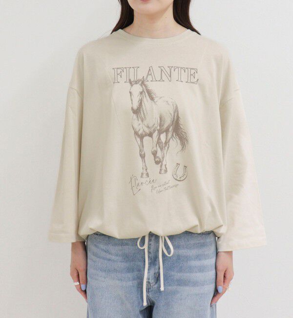 fredy emue「ホースプリント裾ドロストTシャツ」|Tシャツ・カットソー|