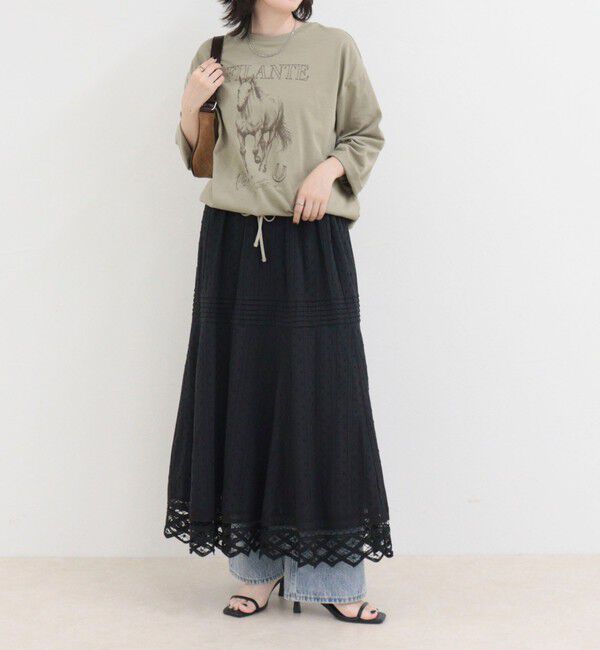 fredy emue「ホースプリント裾ドロストTシャツ」|Tシャツ・カットソー|