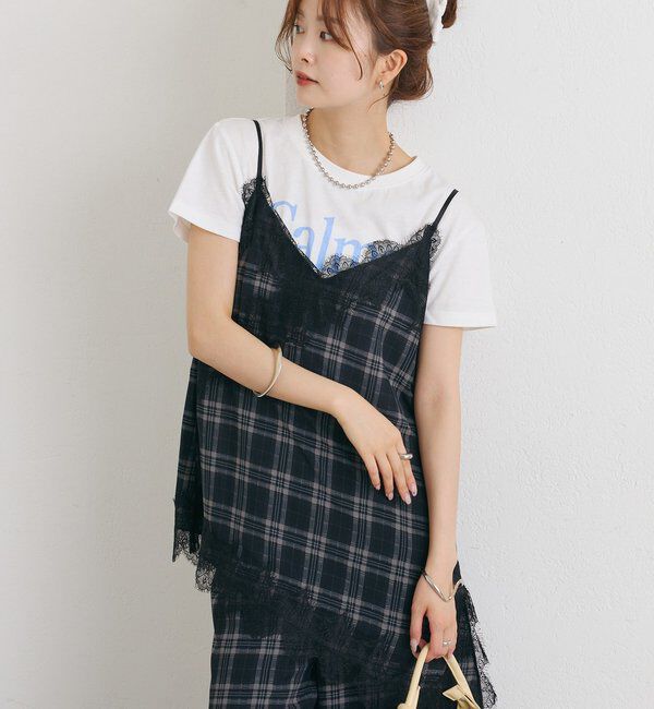  「チェックヘムキャミチュニック」|シャツ・ブラウス|ブラック