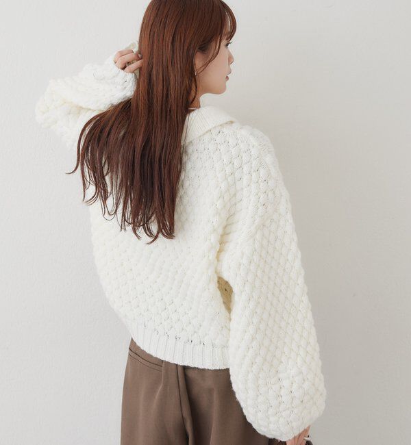  「【BRN／WEB限定カラー】ぽこぽこダブルボタンカーディガン」|カーディガン|