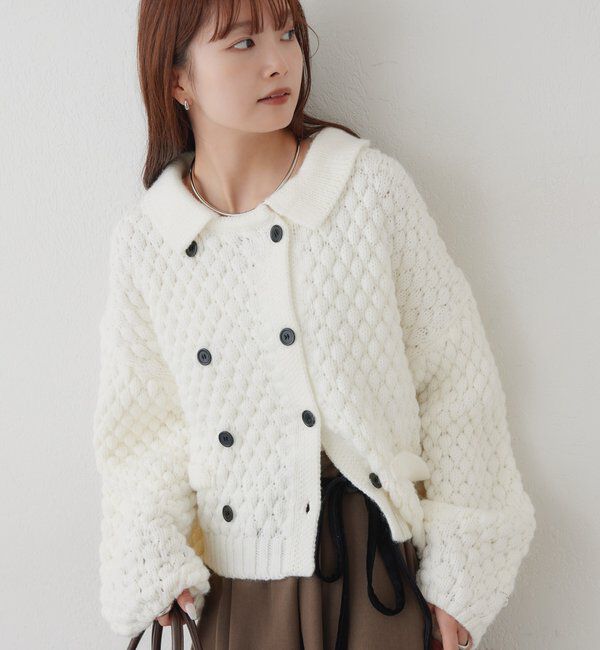  「【BRN／WEB限定カラー】ぽこぽこダブルボタンカーディガン」|カーディガン|