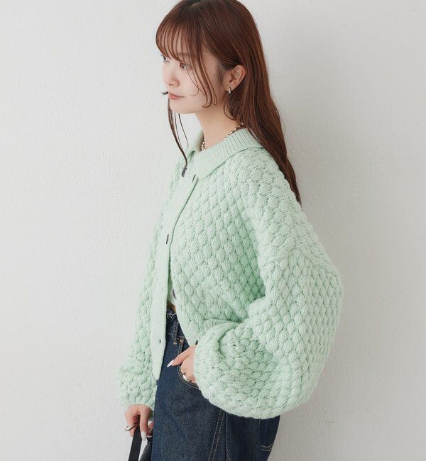  「【BRN／WEB限定カラー】ぽこぽこダブルボタンカーディガン」|カーディガン|