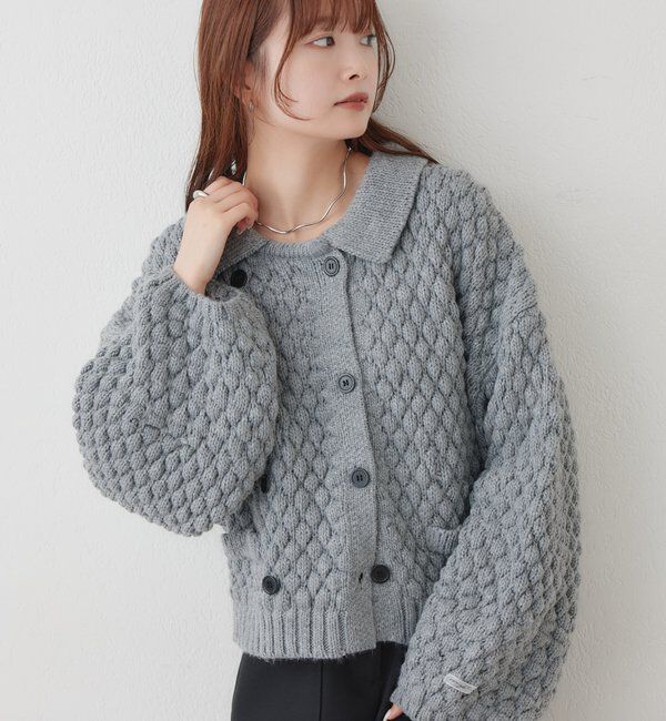  「【BRN／WEB限定カラー】ぽこぽこダブルボタンカーディガン」|カーディガン|