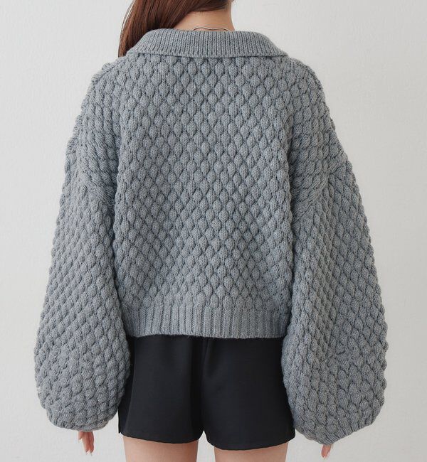  「【BRN／WEB限定カラー】ぽこぽこダブルボタンカーディガン」|カーディガン|